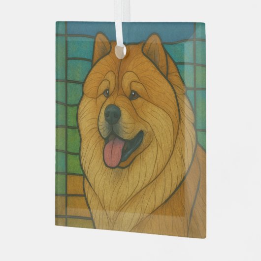 Chow Chow "Glas in lood" Glas Ornament (Voorkant links)