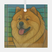 Chow Chow "Glas in lood" Glas Ornament (Voorkant)
