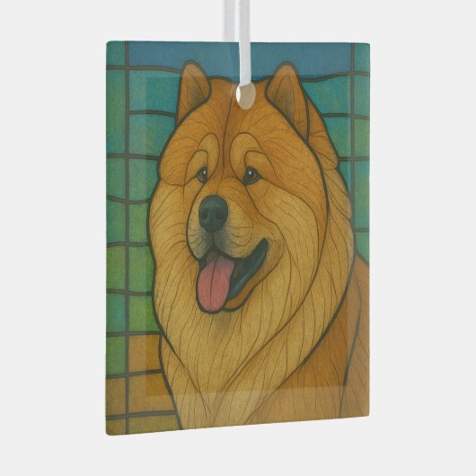 Chow Chow "Glas in lood" Glas Ornament (Voorkant Rechts)