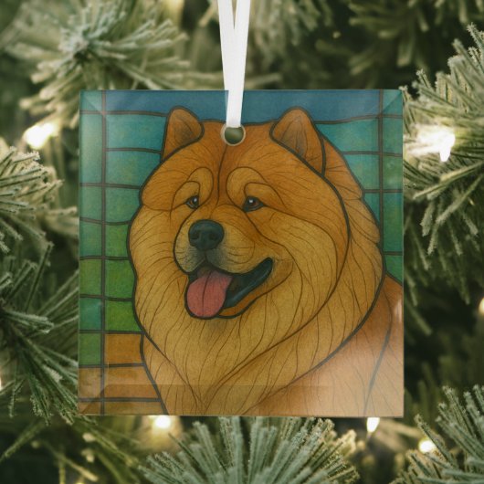 Chow Chow "Glas in lood" Glas Ornament (Insitu)