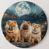 Chow Chow Halloween Griezelen Ronde Button 6,0 Cm (Voorkant)