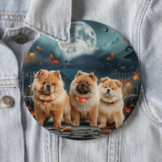 Chow Chow Halloween Griezelen Ronde Button 6,0 Cm (In situ)