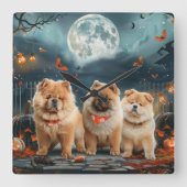 Chow Chow Halloween Griezelen Vierkante Klok (Voorkant)