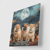 Chow Chow Halloween Griezelen Vierkante Klok (Hoek)