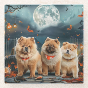 Chow Chow Halloween Griezelig Glazen Onderzetter