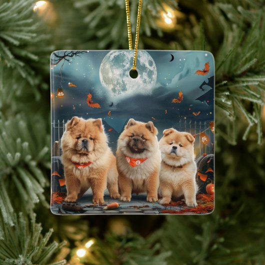 Chow Chow Halloween Griezelig Keramisch Ornament (Boom)