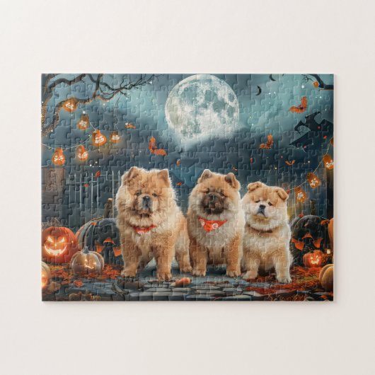 Chow Chow Halloween Griezelig Legpuzzel (Horizontaal)