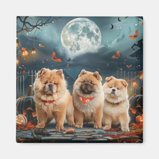 Chow Chow Halloween Spokenkelig Magneet (Voorkant)