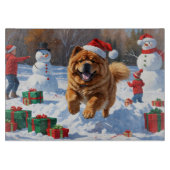 Chow Chow Hardlopen in de sneeuw met kerst Pet Snijplank (Voorkant)