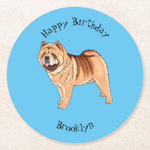 Chow Chow hond cartoon illustratie Ronde Kartonnen Onderzetter