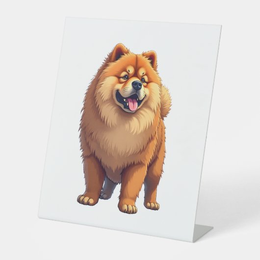 Chow Chow Hond Chinees Hondenras voor een Chow Cho Reclamebord Met Voetstuk (Voorkant)