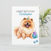 Chow Chow Hond Gepersonaliseerde Gelukkige Verjaar Kaart (Staand voorkant)