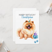 Chow Chow Hond Gepersonaliseerde Gelukkige Verjaar Kaart (Voorkant / Achterkant in situ)