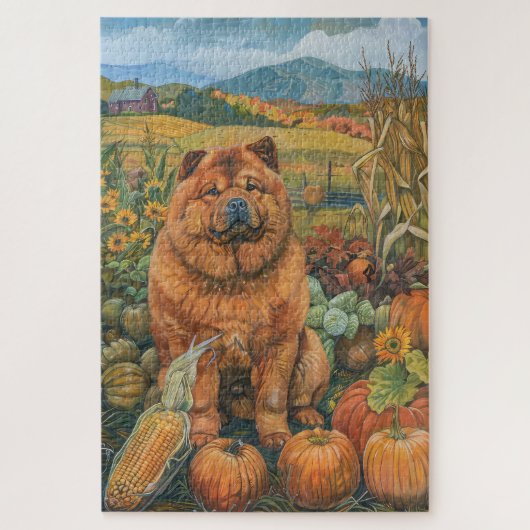 Chow Chow Hond Herfst Oogst Dankdag Legpuzzel (Verticaal)
