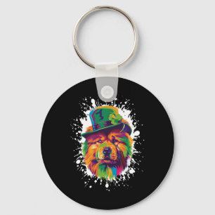 Chow Chow Hond Hoofd Iers Grappig St. Patrick's Da Sleutelhanger