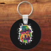 Chow Chow Hond Hoofd Iers Grappig St. Patrick's Da Sleutelhanger (Voorkant)