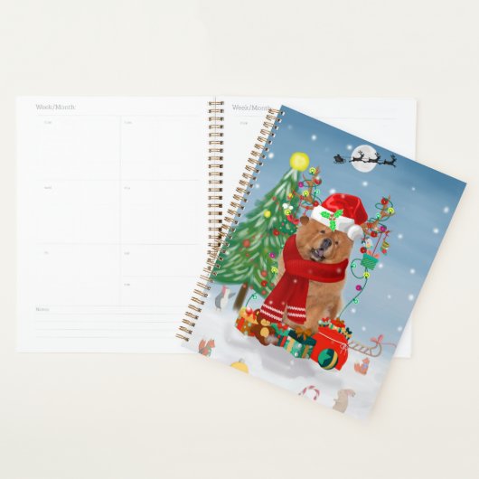 Chow Chow-hond in de sneeuw met kerstcadeaus Planner (Display)