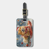 Chow Chow-hond in slee Let it Snow Kerstmis Bagagelabel (Voorkant verticaal)