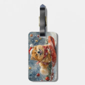 Chow Chow-hond in slee Let it Snow Kerstmis Bagagelabel (Achterkant verticaal)
