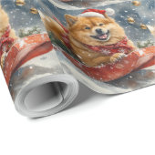 Chow Chow-hond in slee Let it Snow Kerstmis Cadeaupapier (Rol Hoek)
