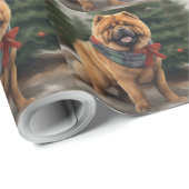 Chow Chow-hond in sneeuw Kerstmis Cadeaupapier (Rol Hoek)