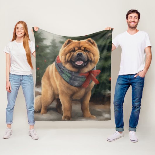 Chow Chow-hond in sneeuw Kerstmis Fleece Deken (In situ)
