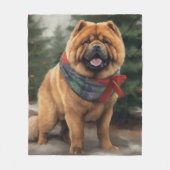 Chow Chow-hond in sneeuw Kerstmis Fleece Deken (Voorkant)