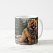 Chow Chow-hond in Sneeuw Kerstmis Koffiemok (Voorkant rechts)