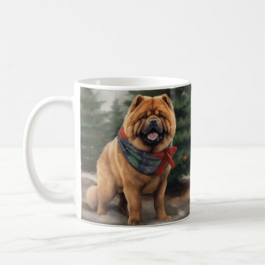 Chow Chow-hond in Sneeuw Kerstmis Koffiemok (Links)