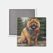 Chow Chow-hond in Sneeuw Kerstmis Magneet (Voorkant / Achterkant)