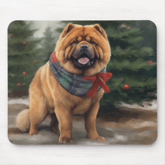 Chow Chow-hond in Sneeuw Kerstmis Muismat (Voorkant)