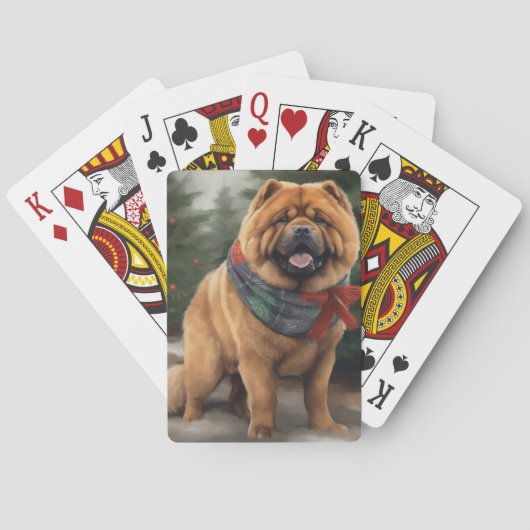 Chow Chow-hond in Sneeuw Kerstmis Pokerkaarten (Achterkant)