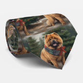 Chow Chow-hond in Sneeuw Kerstmis Stropdas (Opgerold)