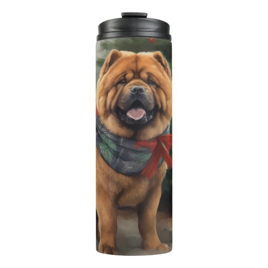 Chow Chow-hond in Sneeuw Kerstmis Thermosbeker (Voorkant)