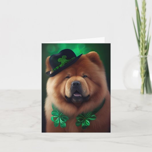 Chow Chow-hond in St. Patrick's Day-jurk Kaart (Voorkant)
