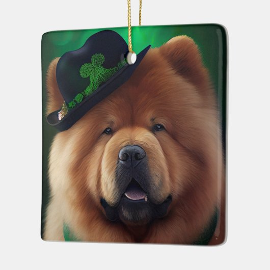 Chow Chow-hond in St. Patrick's Day-jurk Keramisch Ornament (Links)