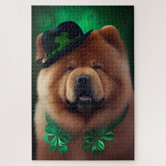 Chow Chow-hond in St. Patrick's Day-jurk Legpuzzel (Verticaal)