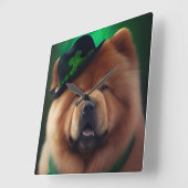 Chow Chow-hond in St. Patrick's Day-jurk Vierkante Klok (Hoek)