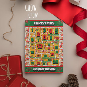 Chow Chow Hond Kerst Countdown Adventkalender Feestdagenkaart