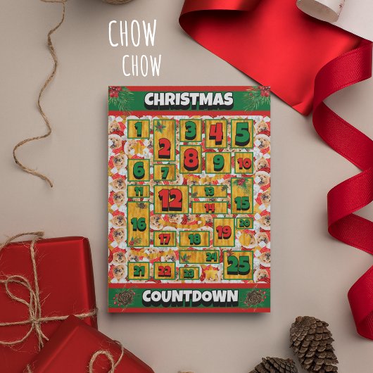 Chow Chow Hond Kerst Countdown Adventkalender Feestdagenkaart