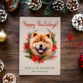 Chow Chow Hond Kerstmis Gelukkige Pawholidays Feestdagenkaart