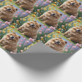 Chow Chow Hond Lente Bloemen Schilderij Cadeaupapier (Hoek)