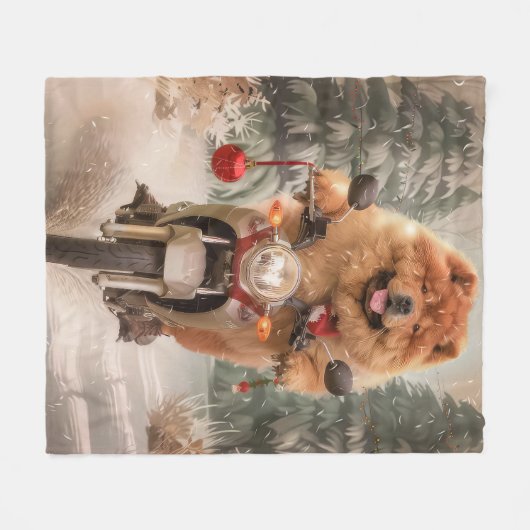 Chow Chow Hond Rijden Motorfiets Kerstmis Fleece Deken (Voorkant (Horizontaal))