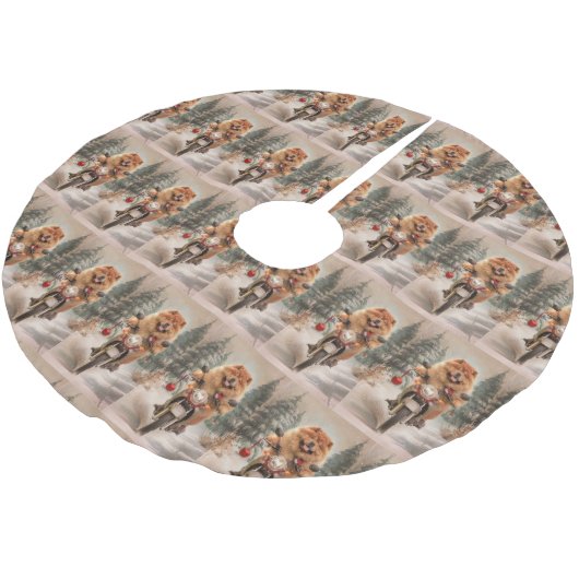 Chow Chow Hond Rijden Motorfiets Kerstmis Kerstboom Rok (Gekanteld)