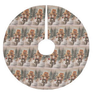 Chow Chow Hond Rijden Motorfiets Kerstmis Kerstboom Rok