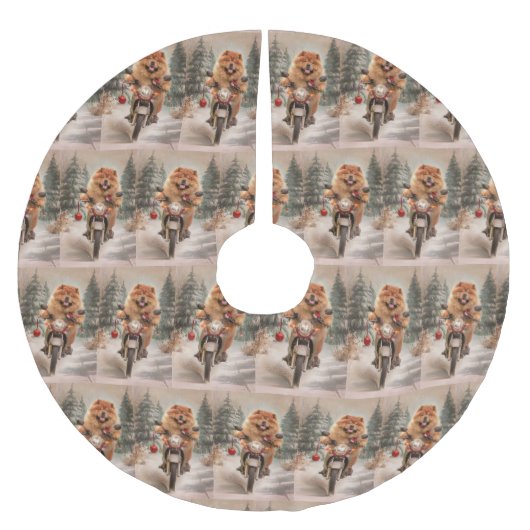 Chow Chow Hond Rijden Motorfiets Kerstmis Kerstboom Rok (Voorkant)