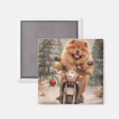 Chow Chow Hond Rijden Motorfiets Kerstmis Magneet (Voorkant / Achterkant)