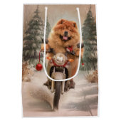 Chow Chow Hond Rijden Motorfiets Kerstmis Medium Cadeauzakje (Achterkant)