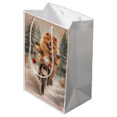 Chow Chow Hond Rijden Motorfiets Kerstmis Medium Cadeauzakje (Achterkant Gekanteld)