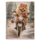 Chow Chow Hond Rijden Motorfiets Kerstmis Notitieboek (Voorkant)